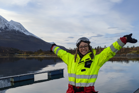 Female student at outdoor internship