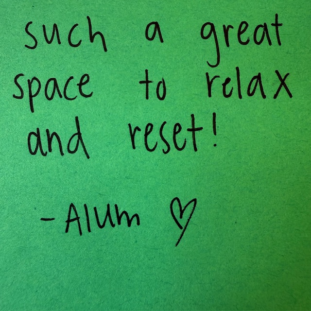 Note reading Such a great space to relax and reset! From an alum