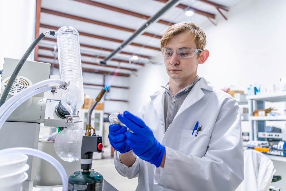 Elliott Notrica in the Symbio lab