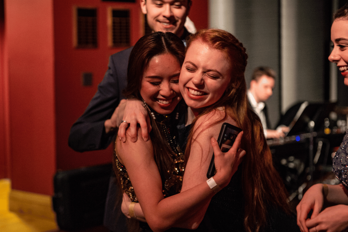 Unity Gala Students embracing in Hansen Student Center during Unity Gala