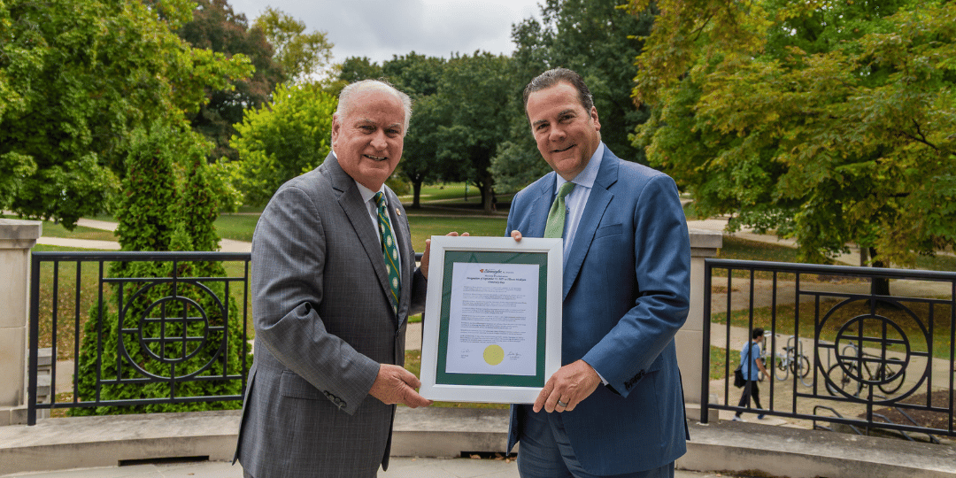Bloomington Mayor Dan Brady and IWU President Sheahon Zenger
