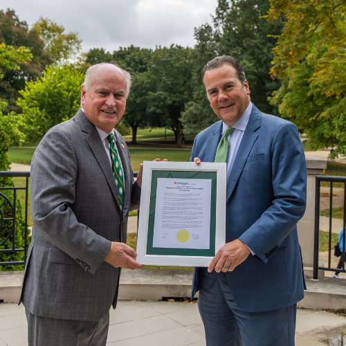 Bloomington Mayor Dan Brady with IWU President Sheahon Zenger