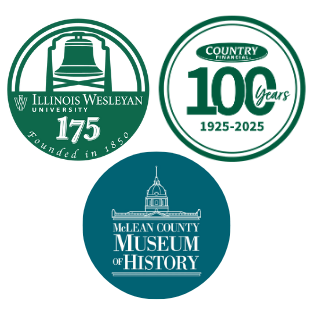 Logos for IWU, Country Financial, McLean County Museum of History