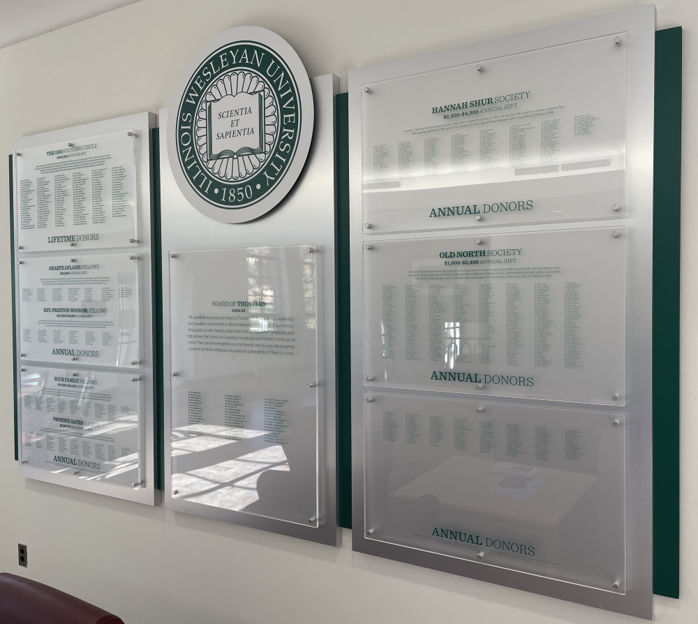 Nell Eckley Lounge donor wall Nell Eckley Lounge donor wall