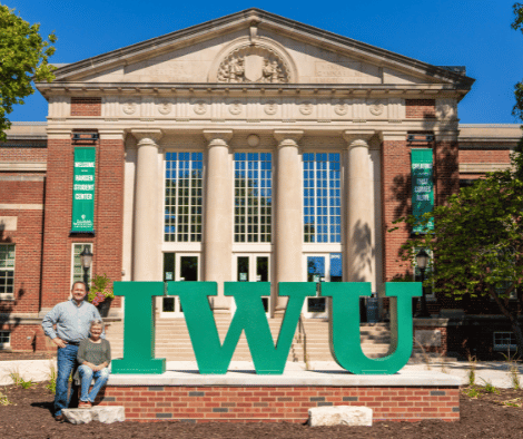 Corey and Pam Schieler with new IWU letters