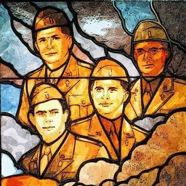 Stained glass window depicting the Four Chaplains