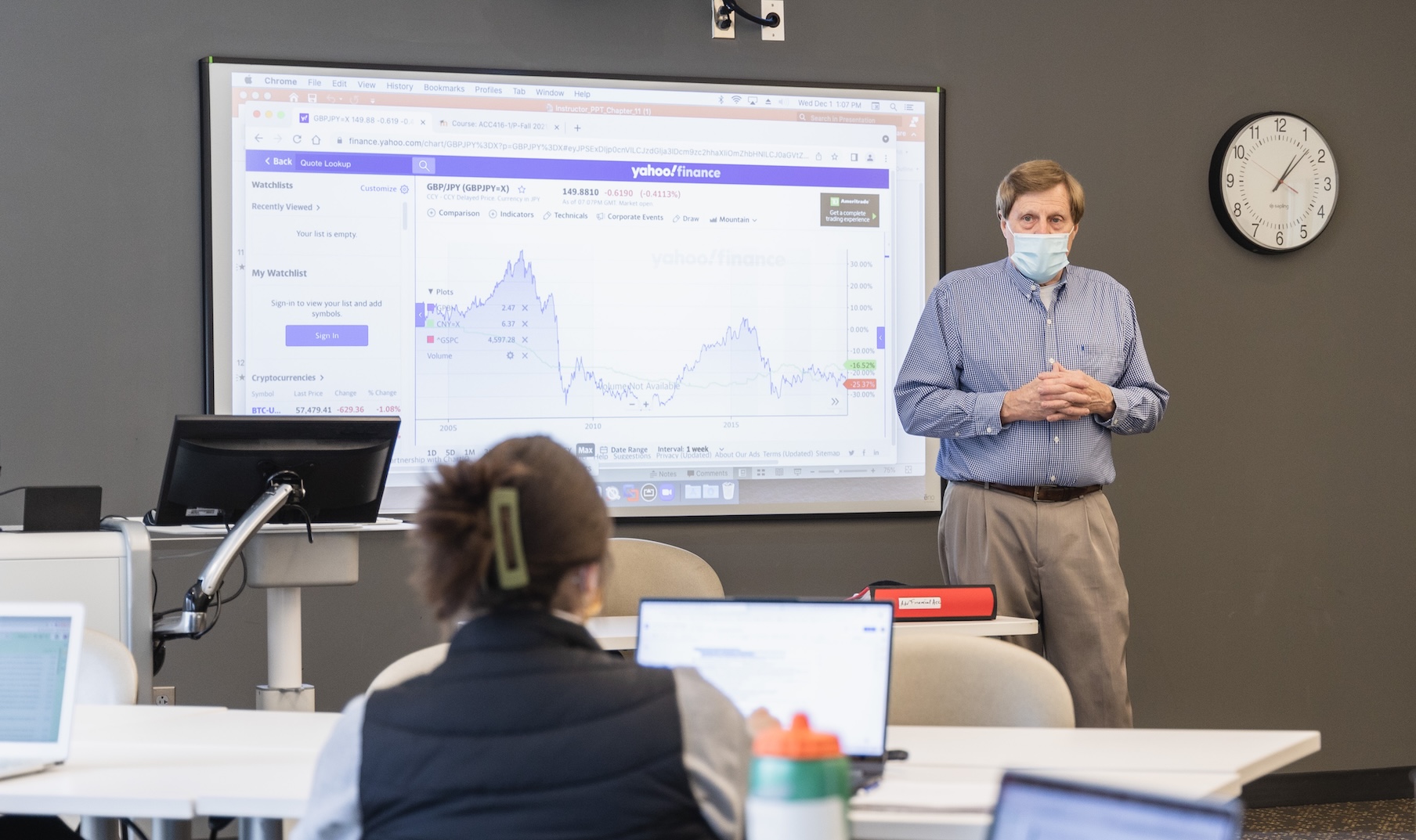 Teacher conducting a Business class.